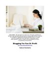 blog for fun or profit