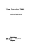 Liste systématique des cotes 2008