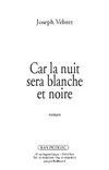 Car la nuit sera blanche et noire (extrait) | Roman | Joseph Vebret