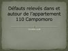 Défauts relevés dans l’appartement 110 Compomoro
