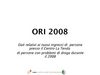 Ori 2008. Dati relativi agli ingressi di persone td presso La Tenda 