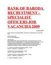 BANK OF BARODA RECRUITMENT - SPECIALIST OFFICERS JOB VACANCIES 2009