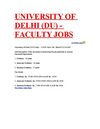 UNIVERSITY OF DELHI JOBS