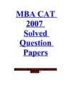 MBA CAT 2007 Solved Question Paper