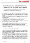 Cafe World Strategies