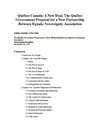 Québec-Canada: A New Deal. The Québec Government Proposal for a New Partnership Between Equals:...