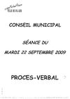 Procès verbal du Conseil Municipal du 22 09 2009
