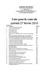 LISTE DE LA VENTE DU SAMEDI 27 FEVRIER 2010 - 14h