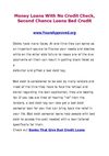 Money Loans With No Credit Check | Second Chance Loans Bad Credit