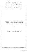 The Last Will and Testament of John McDonogh, Late of McDonoghville, Louisiana