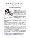 Tips For Business Article Marketing 