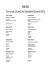 Menus de la cantine 5ème période 201°