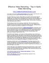 Effective Video Marketing - Tips in Audio Video Marketing