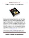 Blogging is useful for web traffic generation