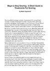 Ways to Stop Snoring - A Short Guide to Treatments For Snoring
