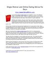 Single Women and Online Dating Advice For Guys