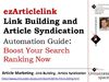 ezArticlelink Link Building and Article Syndication Automation Guide: Boost Your Search Ranking Effectively Now