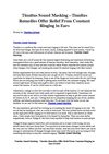 Tinnitus Sound Masking - Tinnitus Remedies Offer Relief From Constant Ringing in Ears