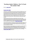 Teaching Autistic Children - How To Teach The Autistic Child