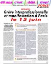 Grève interprofessionnelle et manifestation à Paris le 15 juin