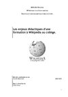 Les enjeux didactiques d'une formation à Wikipédia au collège.