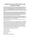 Manage health with nutrition programs, food management degree 