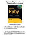 Beginning Ruby From Novice to Professional by Peter Cooper - Excellent Book On Ruby