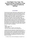 Cook Right 4 Your Type The Practical Kitchen Companion to Eat Right 4 Your Type by Catherine Whitney - Great Book