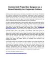 Commercial Properties Gurgaon as a Brand Identity for Corporate Culture