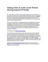 Making Video & Audio on the Website Hearing Impaired Friendly
