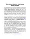 Investmant Boom in Real Estate Market of India