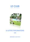la lettre du Club - n°8 - 4 août 2010