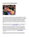 Pacquiao Boxing Betting Odds