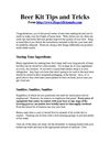 Beer Kit Tips and Tricks