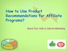 Product Recommendations for Affiliate Programs