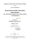 Aimé VAYSSIER - Dictionnaire patois-français du département de l'Aveyron - 1 (A-GR)