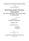 Aimé VAYSSIER - Dictionnaire patois-français du département de l'Aveyron - 2 (GR-Z)