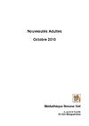 Nouveautés Adultes octobre 2010