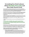 Everything You Need to Know About DIY Solar Power Kits and How Solar Panels Work
