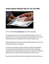 Online Sports Betting Tips So You Can Win!