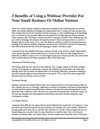 3 benefits of using a webinar provider for your small business or online venture