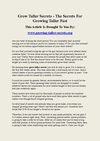 Grow Taller Secrets - The Secrets For Growing Taller Fast