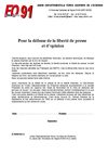 Pour la défense de la liberté de presse et d’opinion 