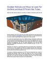 Outdoor Hottubs and Ways to Look For the Best and Most Efficient Hot Tubes