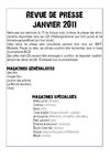 Revue de presse Janvier 2011