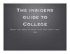 College Insiders Guide for Parents
