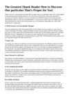 The Very best Ebook Reader How to Find A single Thats Right for You!