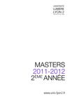 Université Lumière Lyon 2 - Catalogue Masters 2 2011-2012