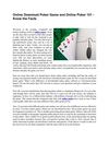 Online Download Poker Game and Online Poker 101 - Know the Facts