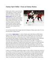 Fantasy Sport Online - Focus on Fantasy Hockey